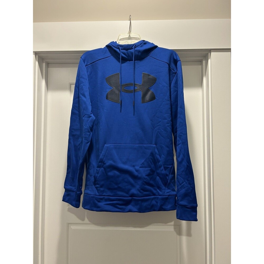 Under Armour Men's Royal Blue Large Logo Pullover Hoodie Size Medium Performance